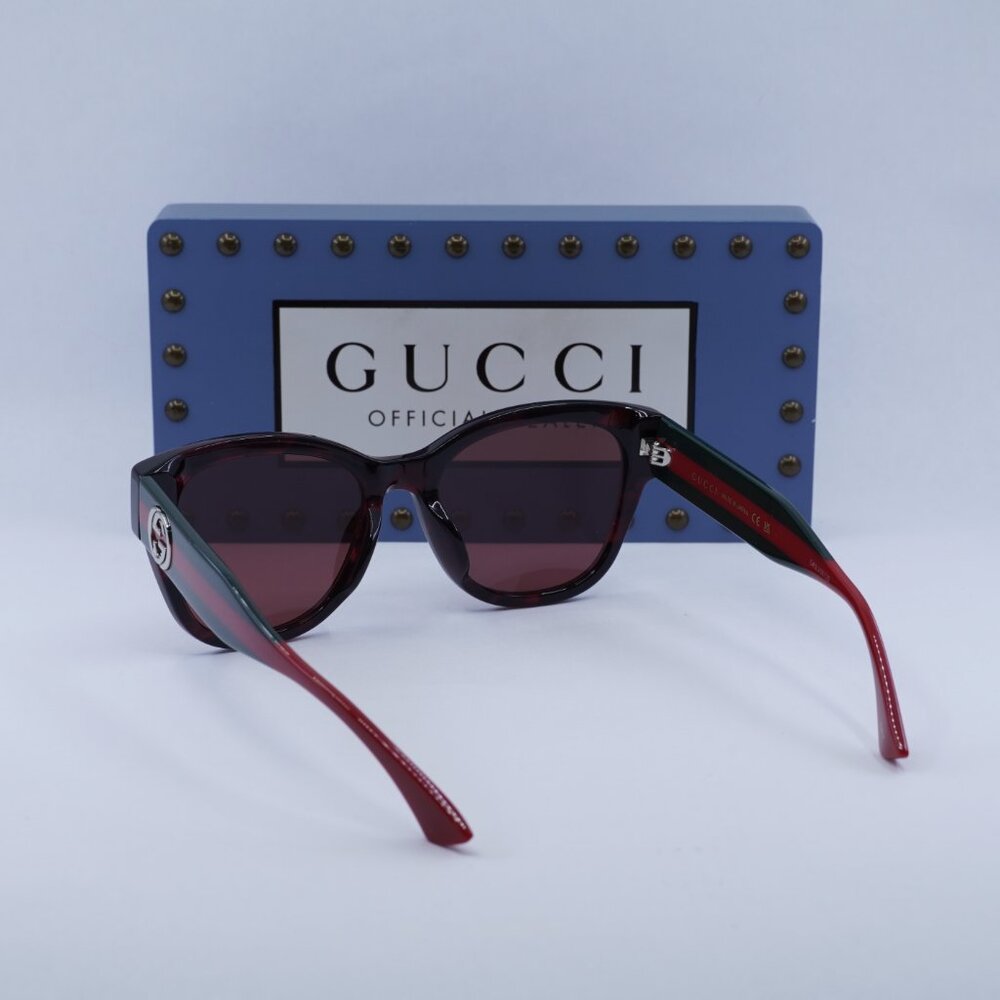 Gucci GG1866SK 003 Square Sunglasses – Shiny Burgundy Havana/Burgundy - Picture 8 of 9
